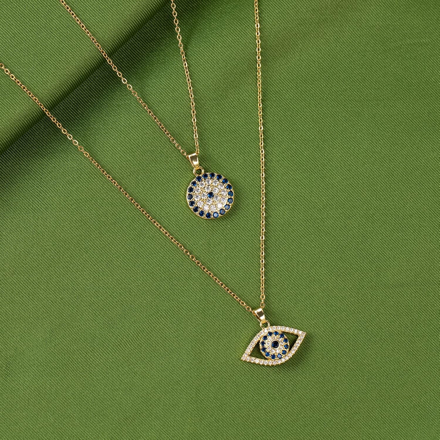 Evil Eye Necklace Layered Necklaces for Women, 2Pcs 18K Gold Plated Dainty Evil Eye Choker Pendant Necklace Handmade Evil Eye Jewelry Protection Gifts - Image 6