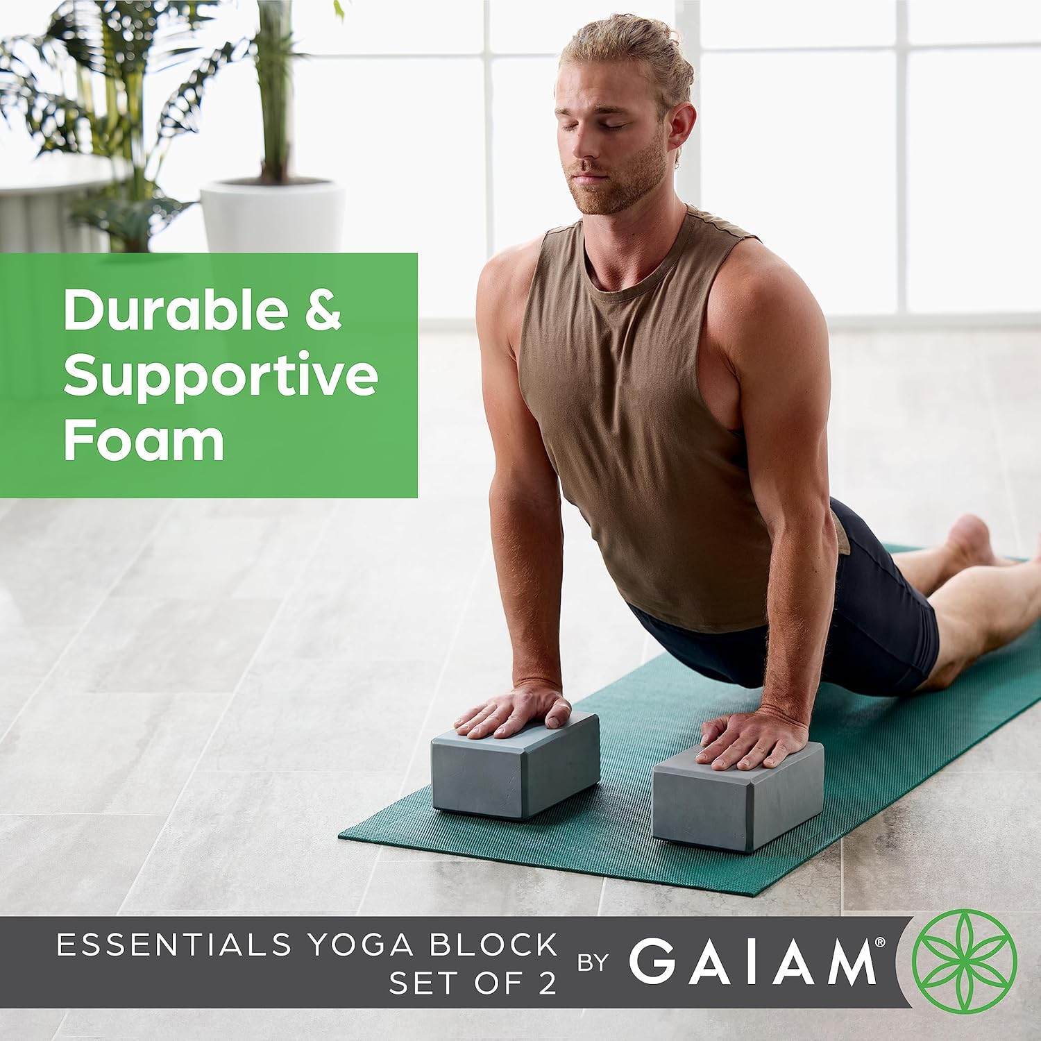 Gaiam Yoga Block - Supportive Latex-Free Eva Foam - Soft Non-Slip Surface with Beveled Edges for Yoga, Pilates, Meditation - Image 3