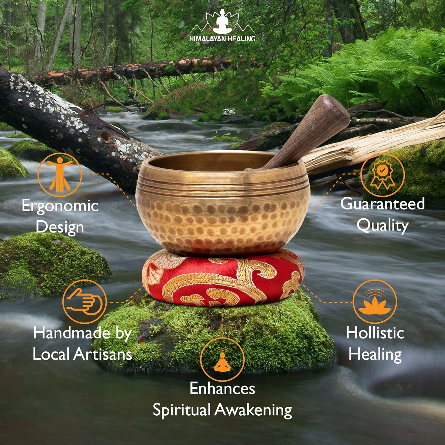 HIMALAYAN HEALING® Tibetan Singing Bowls Set~ Meditation Sound Bowl hand Hammered in Nepal For Yoga, Meditation, Mindfulness, Healing & Chakra balancing~ - Image 4