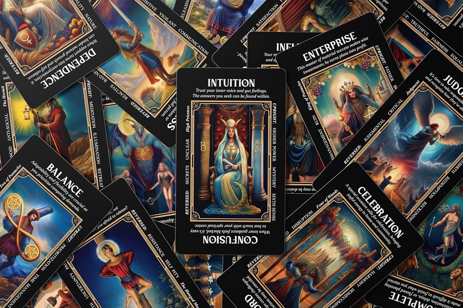 Arcanum: A Hybrid Tarot-Oracle Deck with Expanded Keywords by River Aether - 78 Tarot Cards with Meanings on Them for Beginners to Advanced Readers - Image 2
