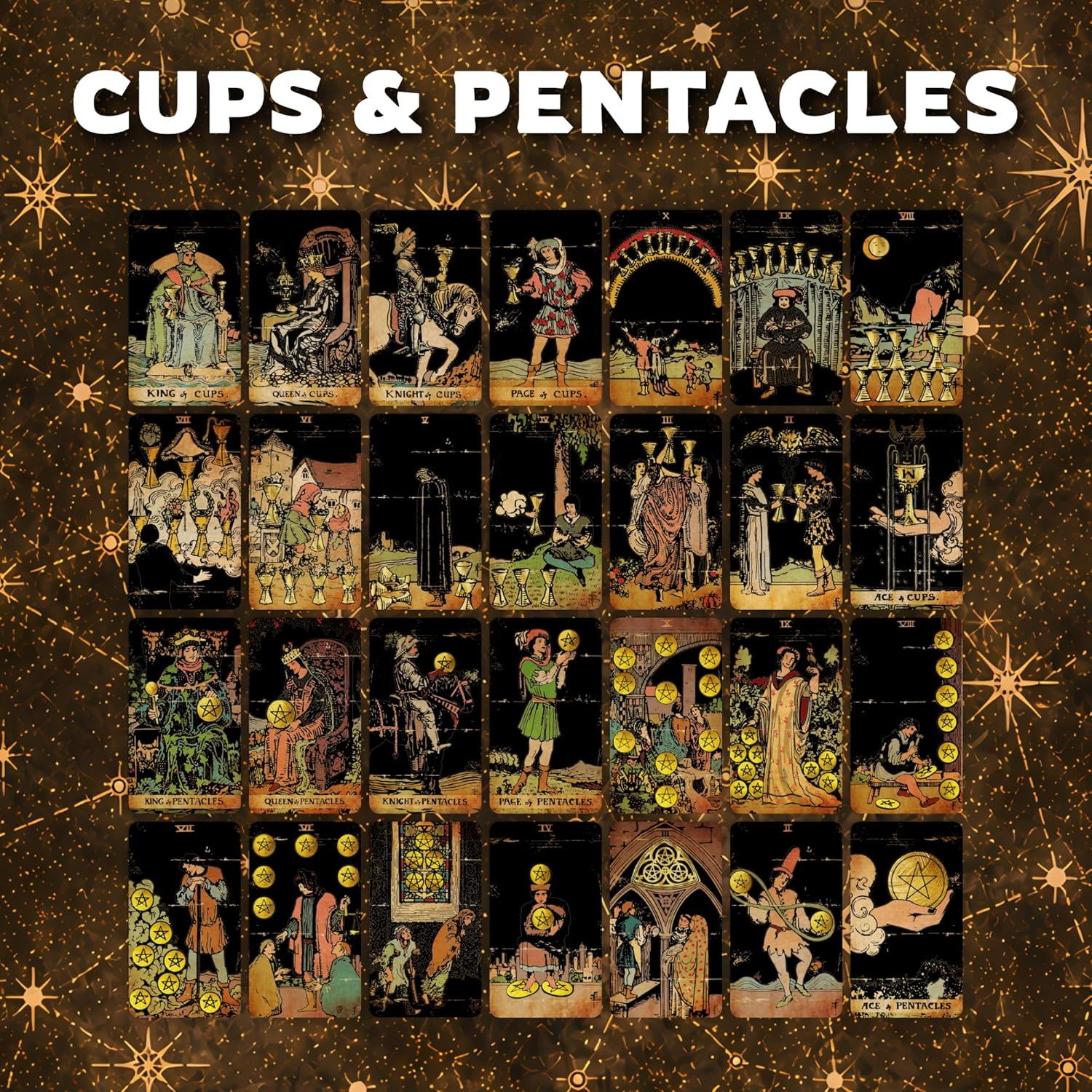 CRAFTERIAN Tarot Cards, 78-Card Deck, Original Tarot for Beginners & Experts with Guide Book, Gift Bag & Box, Fortune Telling Game, Adults, Black - Image 9