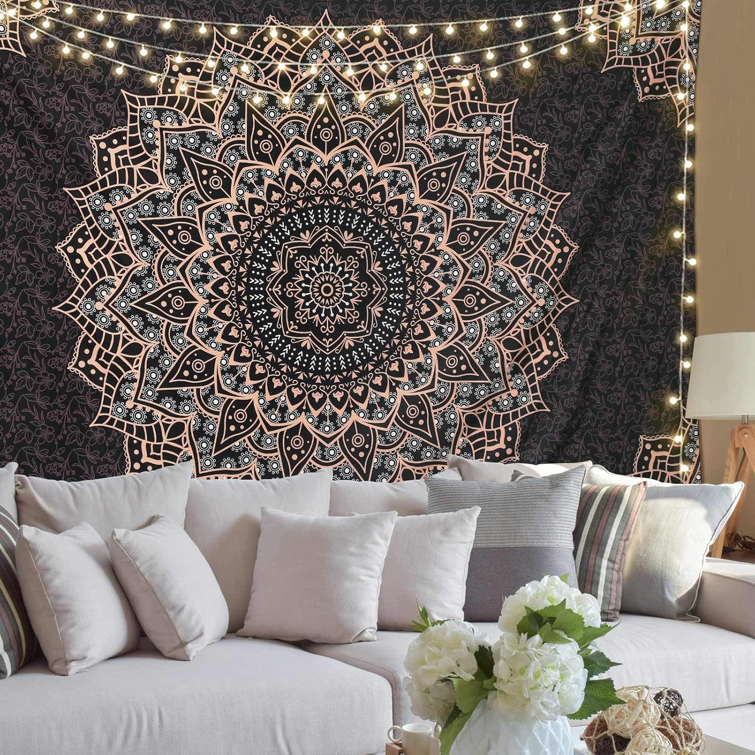 Black Mandala Tapestry Wall Hanging Psychedelic Wall Tapestry Aesthetic Indian Hippie Decor Bohemian Art Boho Home Decoration for Bedroom,Living Room,Dorm - Image 8