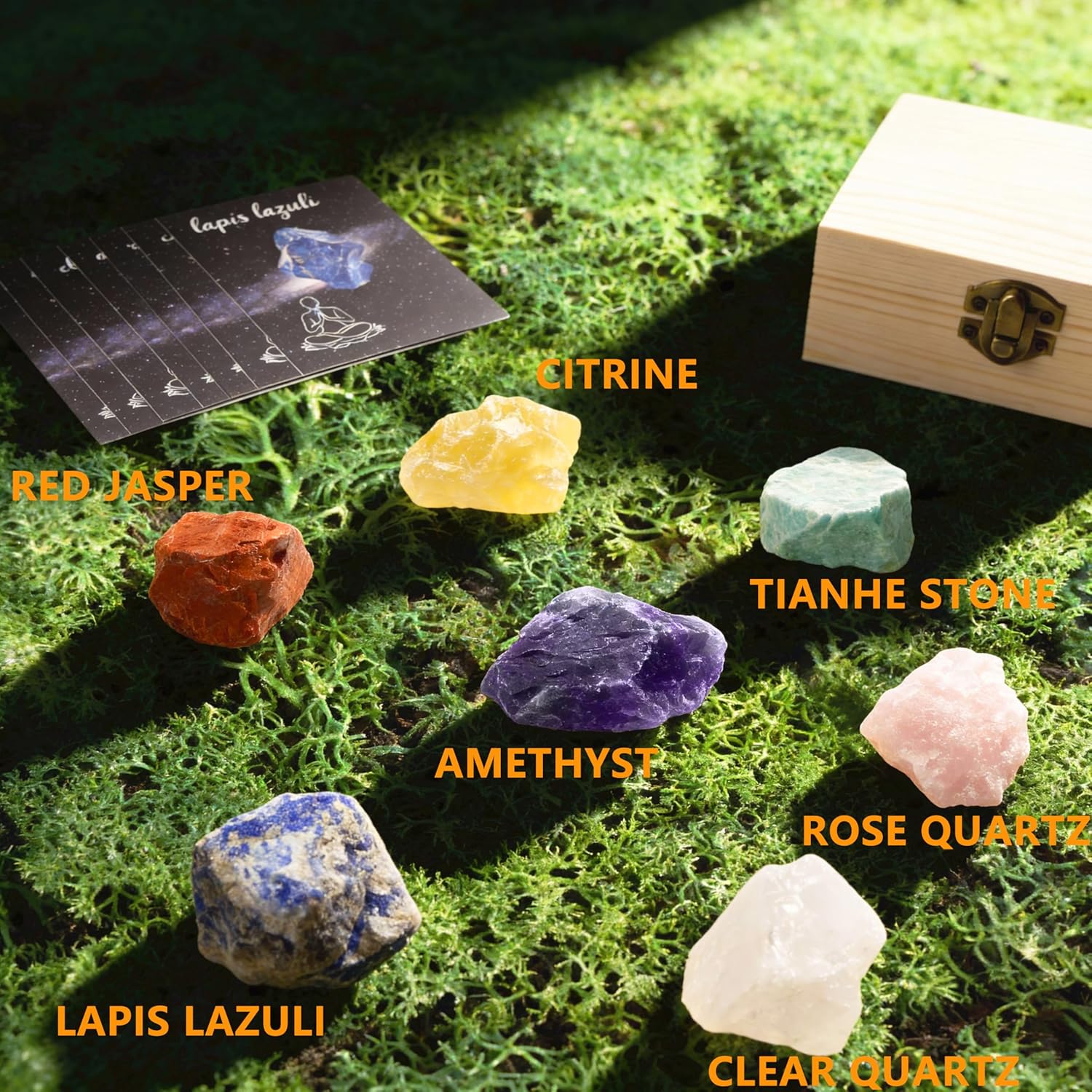 Healing Crystals for Beginners – 7 Chakra Stones and Crystals Healing Collection -Including Amethyst, Rose Quartz, Lapis Lazuli, etc.with Guide Book, Natural Raw Crystals for Meditation - Image 2