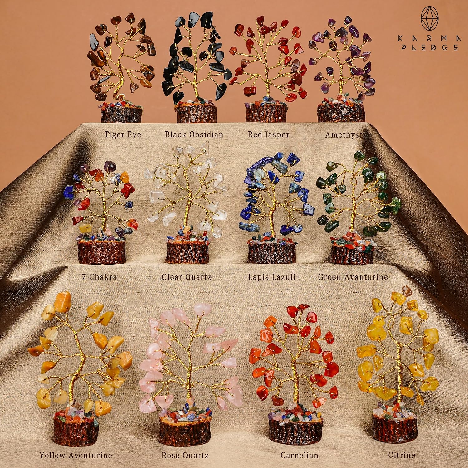 Crystal Tree Set of 12 Unique Birthday Gifts for Women, Sister, Mom, Home Office Decor, Shelf Desk Decoration for Positive Energy, Bring Good Luck, Money, Reiki Healing, Chakra Tree of Life Gift Sets - Image 2