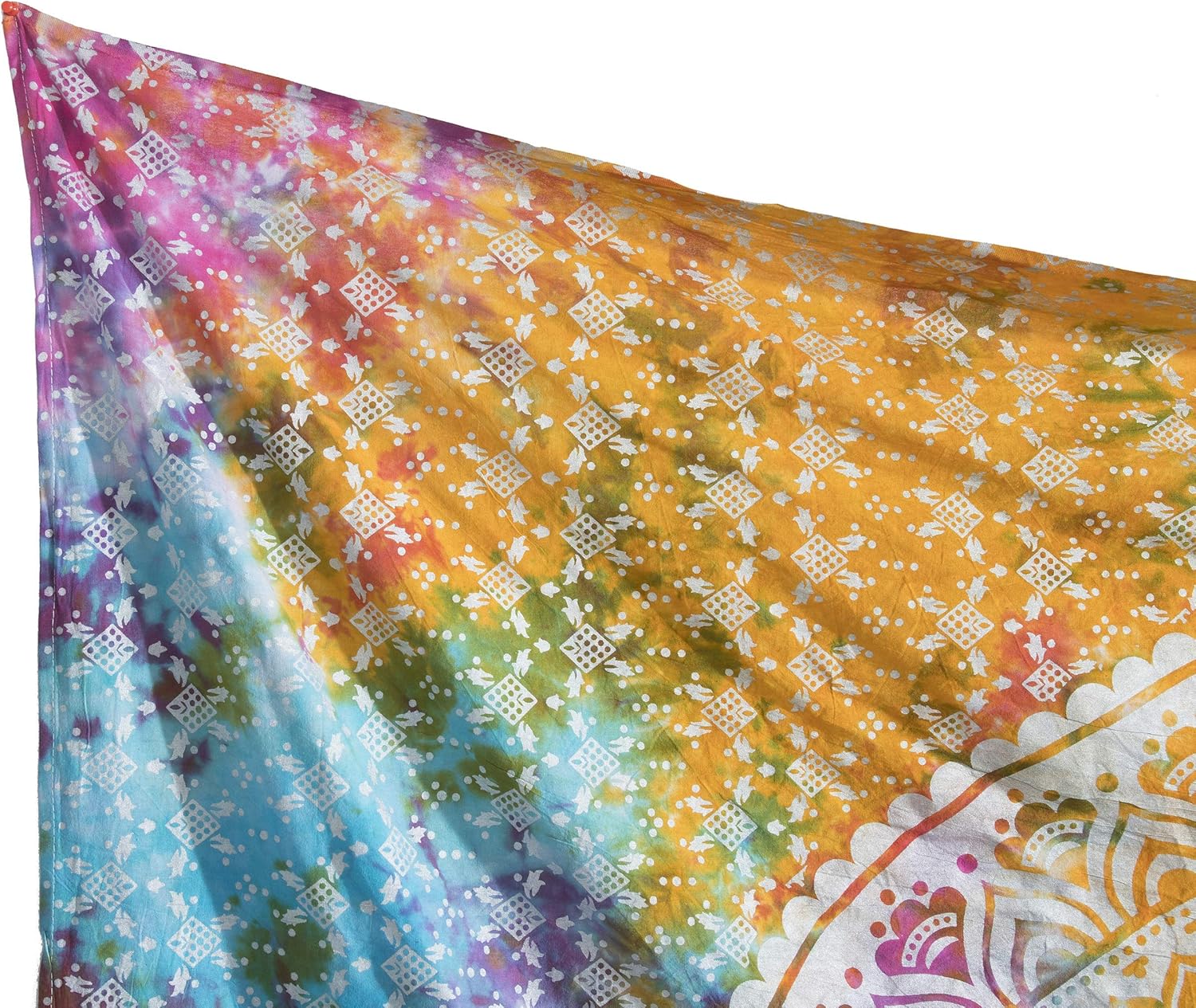 Popular Handicrafts Tapestry Wall Hanging Hippie Mandala Bohemian Hippy Medallion Psychedelic Ombre Design Indian Tapestries Bedspread 53 x 80 Iches (134cm x 203cm) Multicolor Tie Dye - Image 7