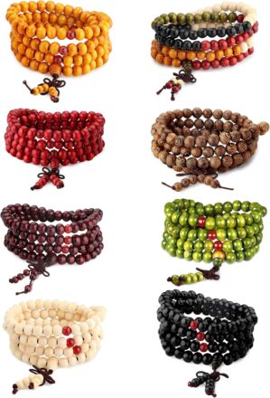 LOYALLOOK 8Pcs 108 Mala Bead Bracel...
