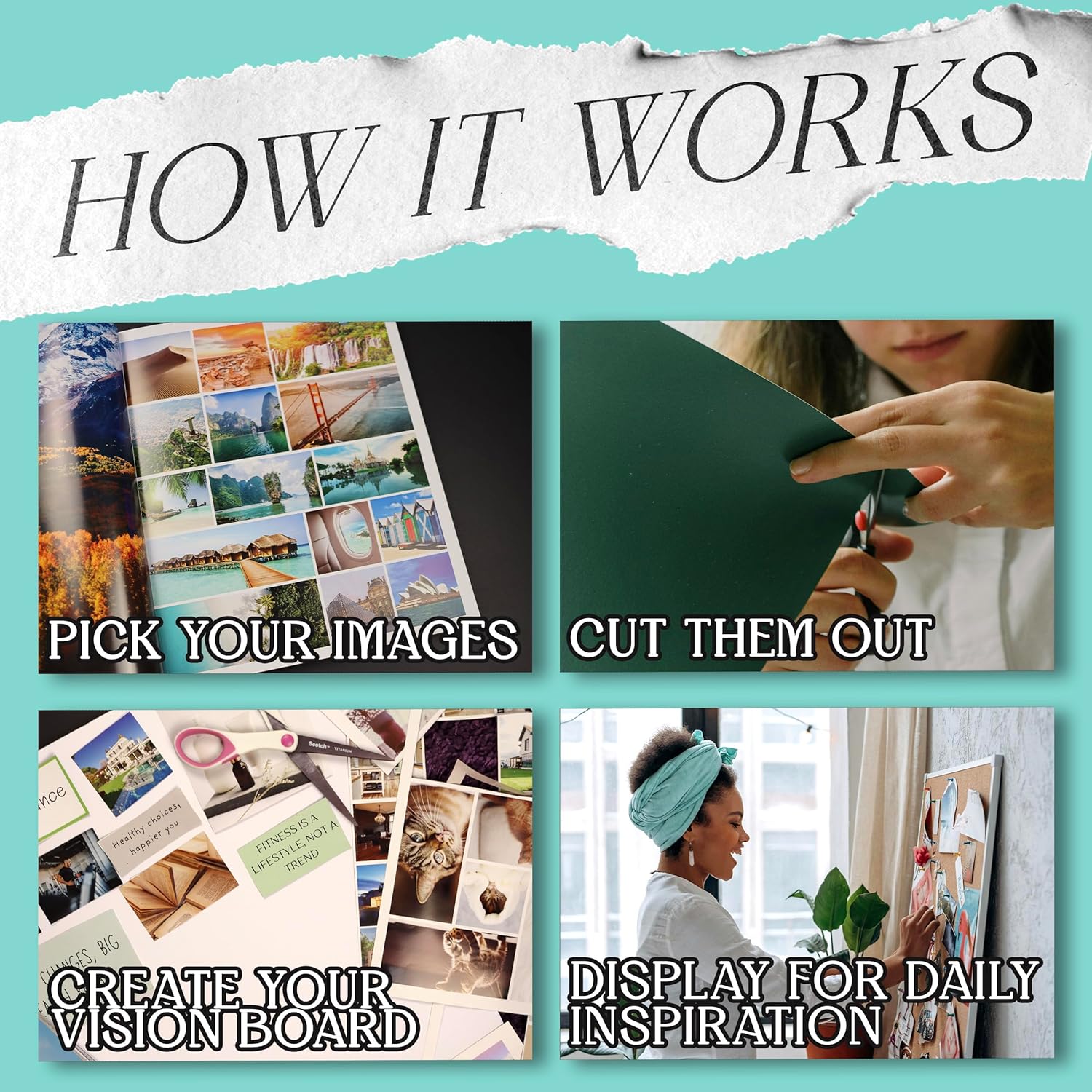 Planners with Purpose Vision Board Book 1,200+ Vision Board Images & Quotes - Goal Setting Vision Journal for Manifestation, Motivation & Lifestyle Inspiration - Law of Attraction Collage Supplies Kit - Image 3