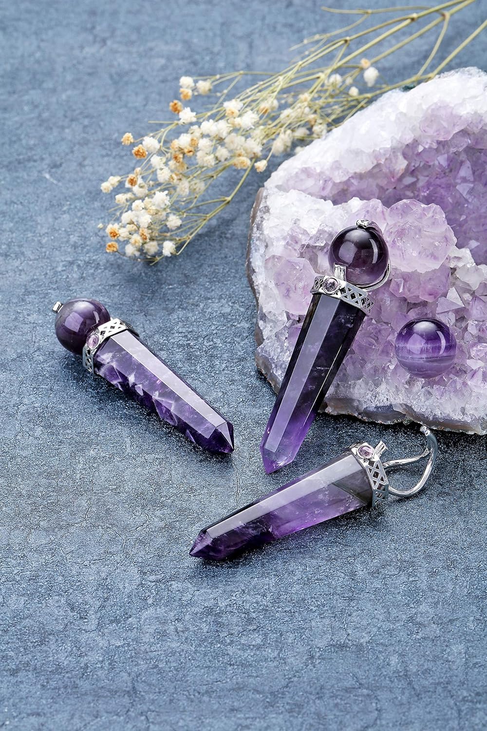 CrystalTears 3.2" Amethyst Crystal Wand Reiki Healing Crystals Point Prism Gemstone Wand Tumbled Poished Quartz Crystal Healing Stones for Meditation Wicca Crystals Therapy - Image 2