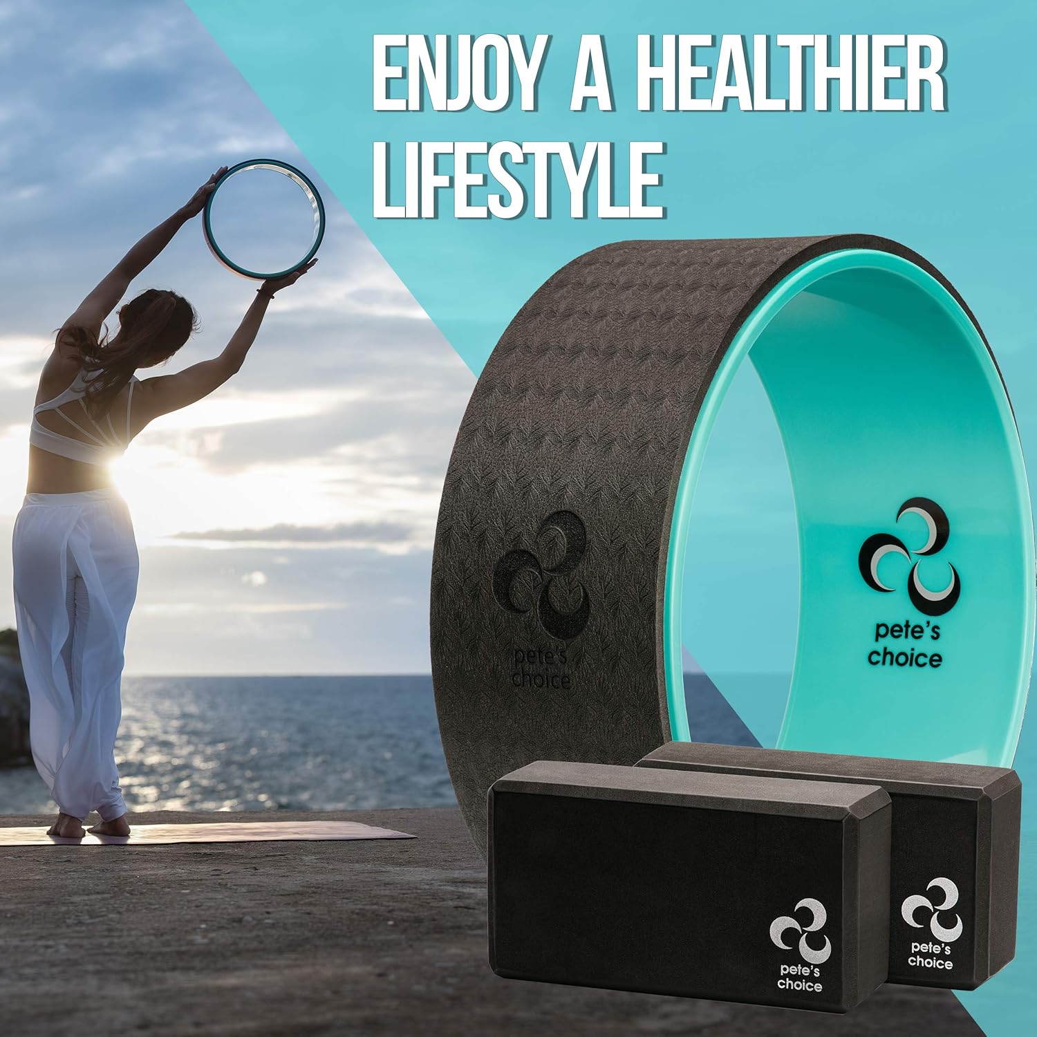 Yoga Wheel with Beginners Guide & Yoga Strap - Back Pain and Tension Relief. Comfy Roller for Stretching, Increase Flexibility. Home Exercise Kit. Ideal for Women Yogis. Improve your Posture. - Image 5
