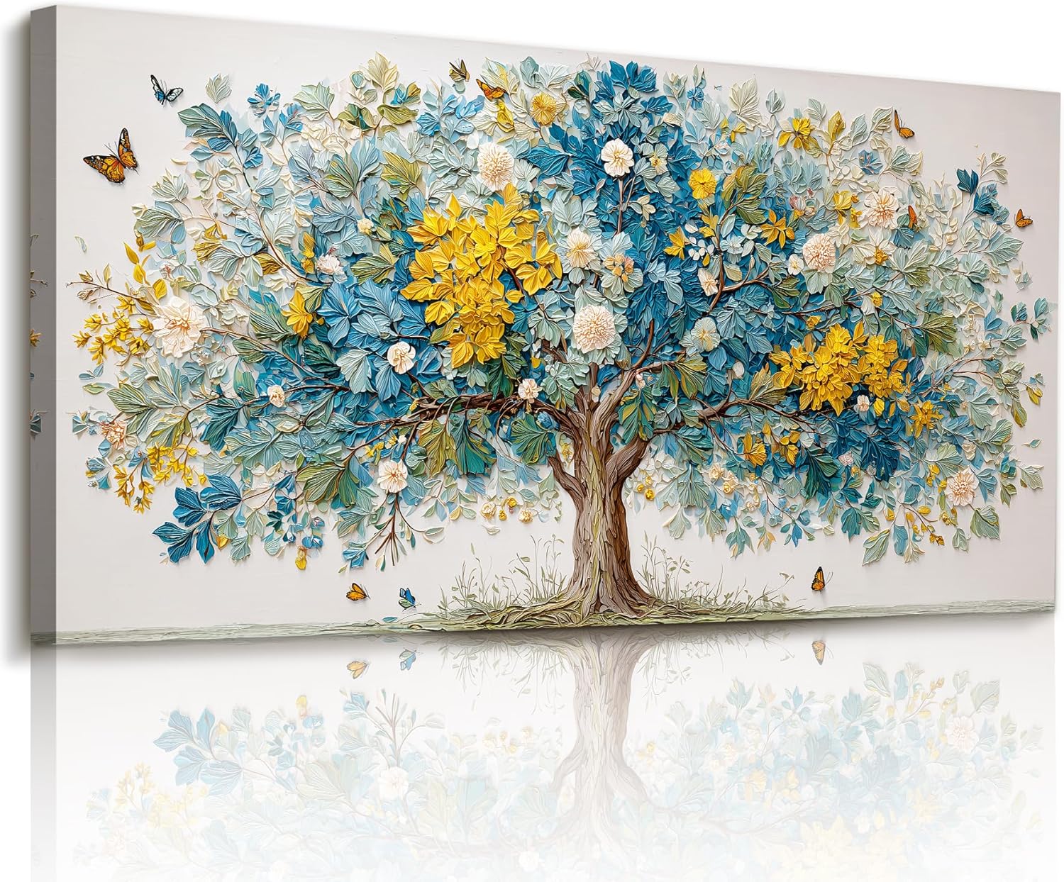 imjiayu Tree of Life Wall Art, Large Wall Decor, Nature Wall Art, Modern Flower Tree Prints Home Decorations, Abstract Boho Meditation Canvas Pictures for Living Room Bedroom Bathroom Office 20"x40"