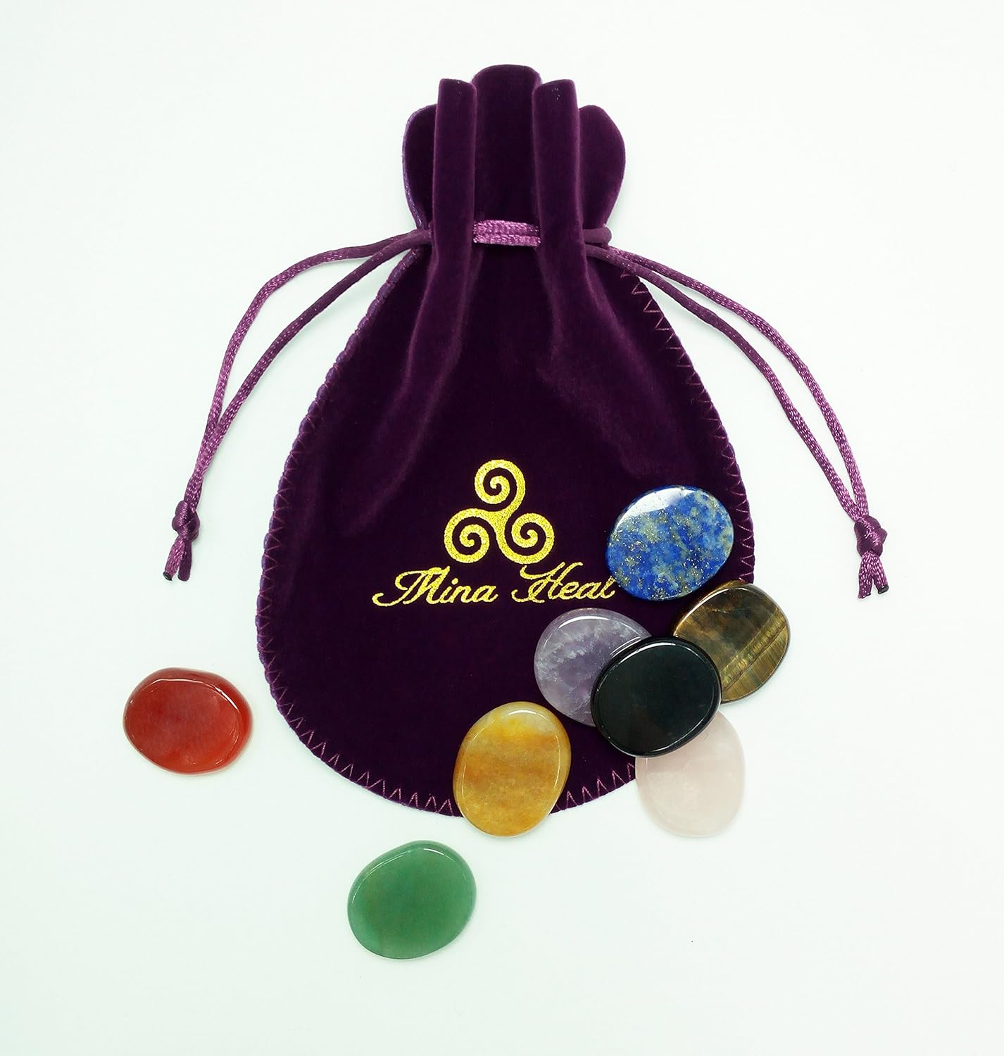 Worry Stones Set of 8 – Polished & Tumbled Crystals and Healing Rocks, Natural Chakra Worry Stones for Meditation, Grounding, Reiki, Anxiety & Stress Relief and Daily Calm - Image 7