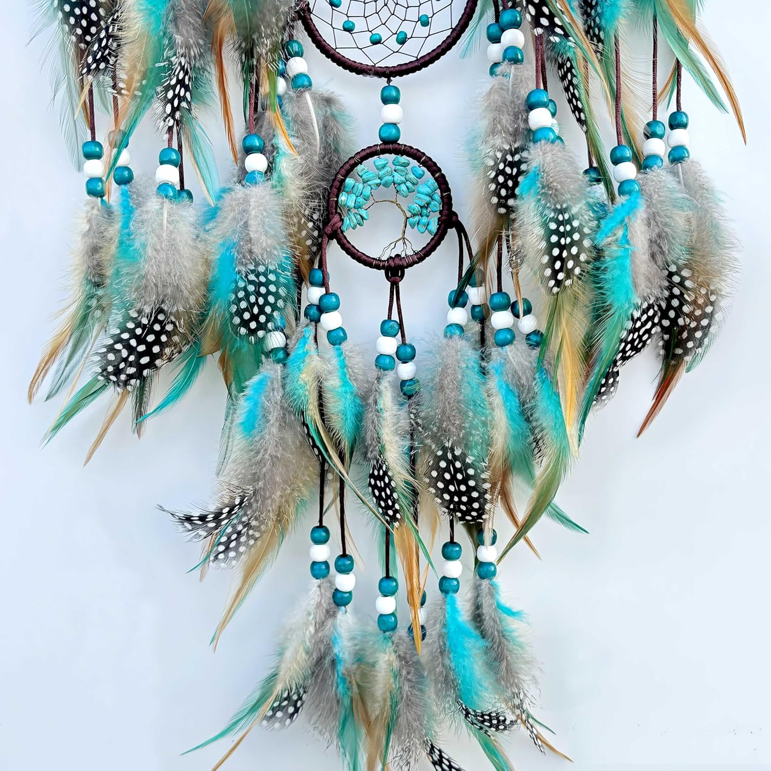 Large Dream Catchers,Boho Handmade Woven Turquoise Dream Catcher Wall Hanging Ornament for Bedroom Living Room Apartment Wedding Party Decor, Festival Blessing Gift (Turquoise) - Image 7