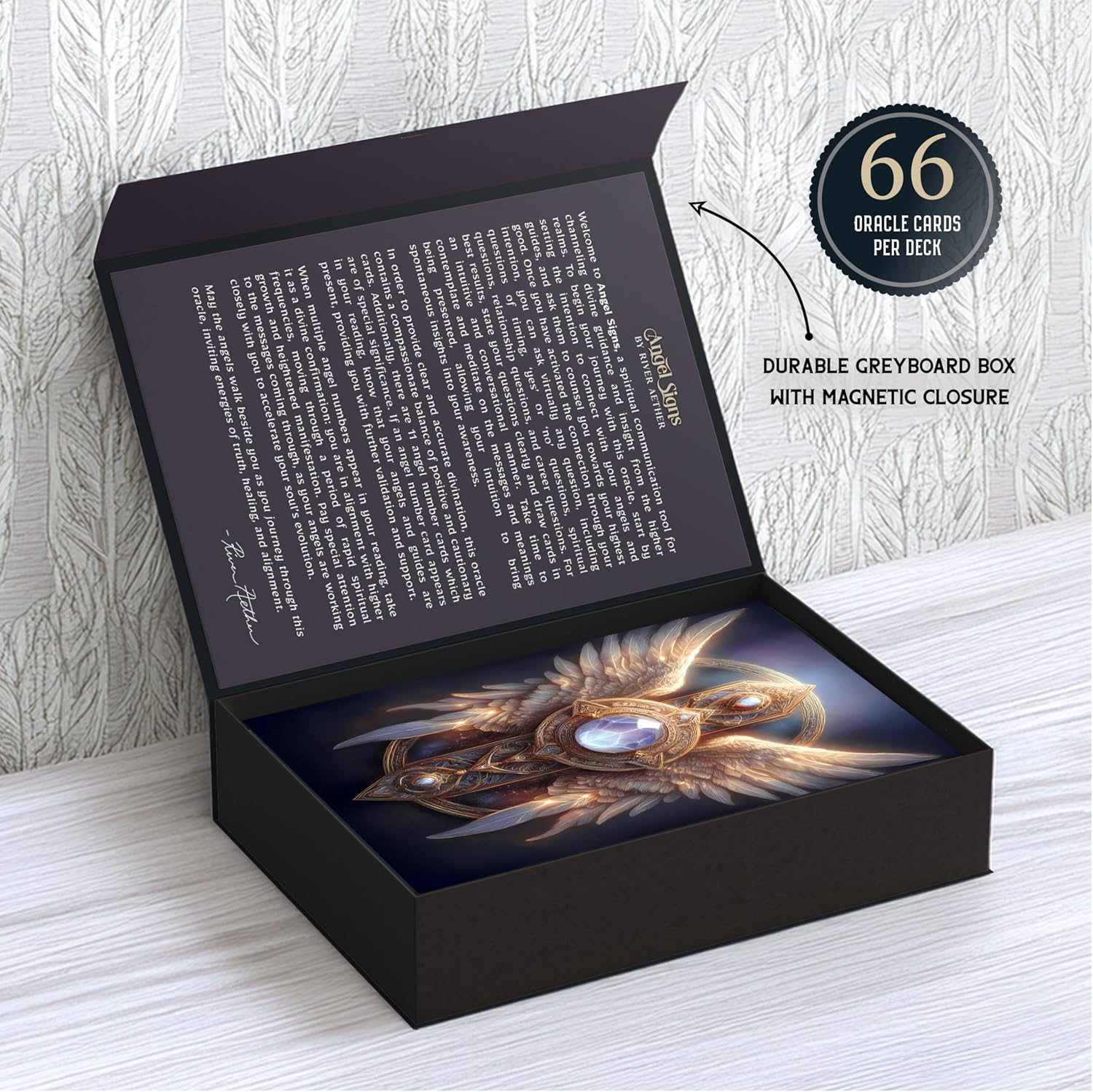 Angel Signs: A Divine Guidance Oracle with Angel Numbers by River Aether - Deck of 66 Inspirational Angelic Tarot Oracle Cards with Keywords and Meanings on Them - Image 8