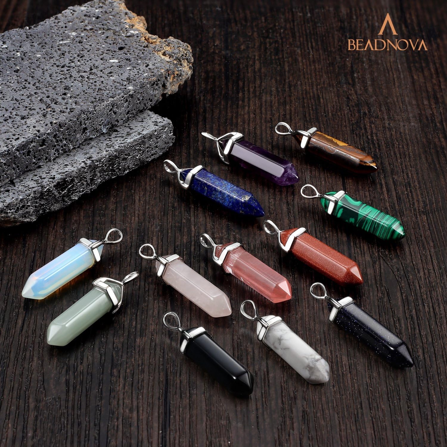 BEADNOVA Crystal Necklaces for Women Crystal Pendant Gemstone Necklace for Spiritual Energy Healing Hexagonal Pendant Divination for Men (18 Inches Stainless Chain) - Image 5