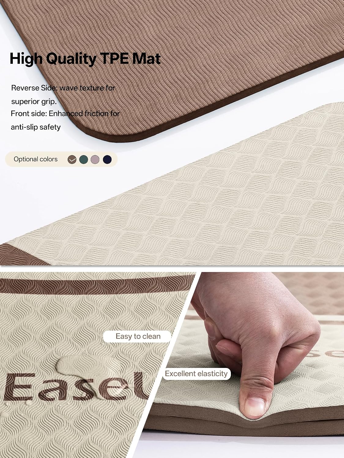 EaseUp Extra Thick Yoga Mat -2/5 inch (10MM), 72.8x31.5" Extra Long-Wide, Professional TPE Non-slip yoga mats for Yoga,Exercise, Workout,Pilates and Fitness, with strap - Image 5