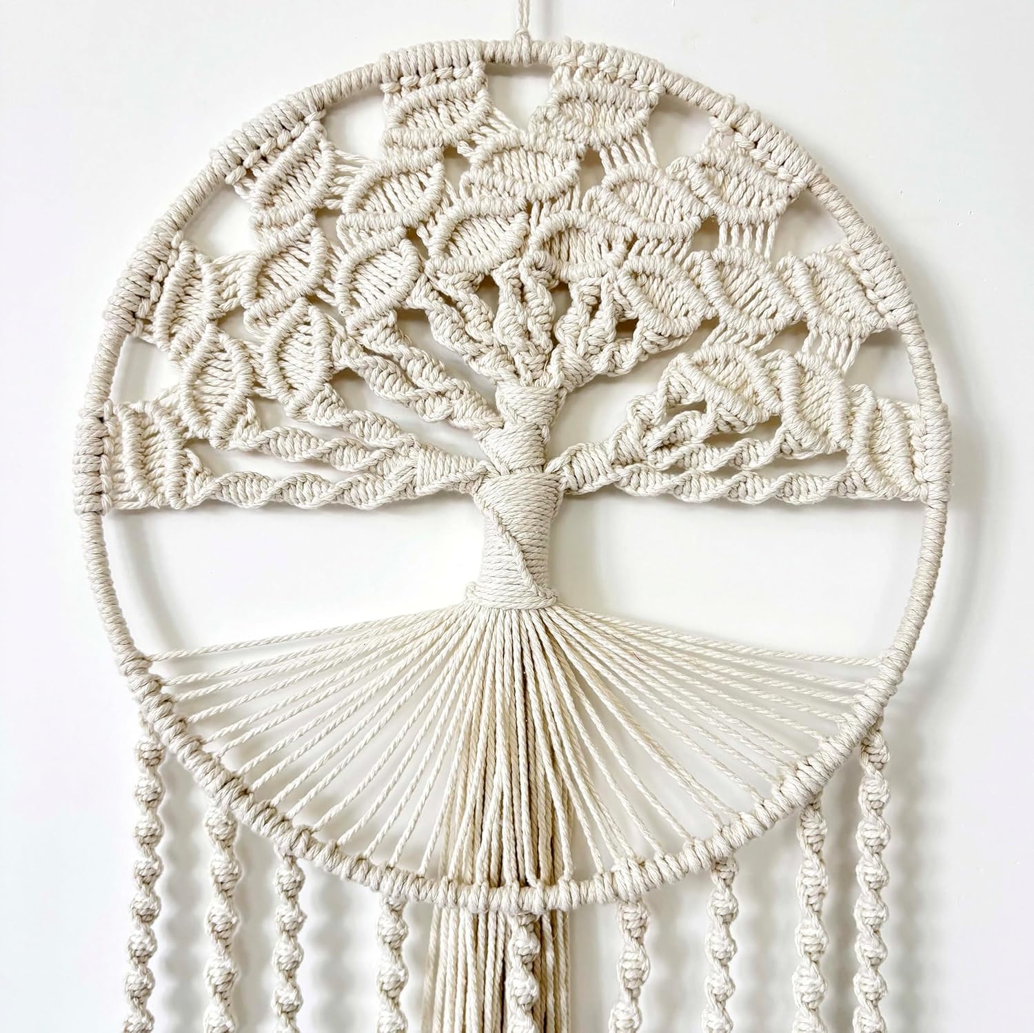 Large Tree of Life Dream Catchers, Macrame Wall Hanging Boho Handmade Woven Dream Catcher Macrame Wall Decor Art for Adults Boys Girls Bedroom Wedding Party Decor, Festival Blessing Gift(Light Beige) - Image 6