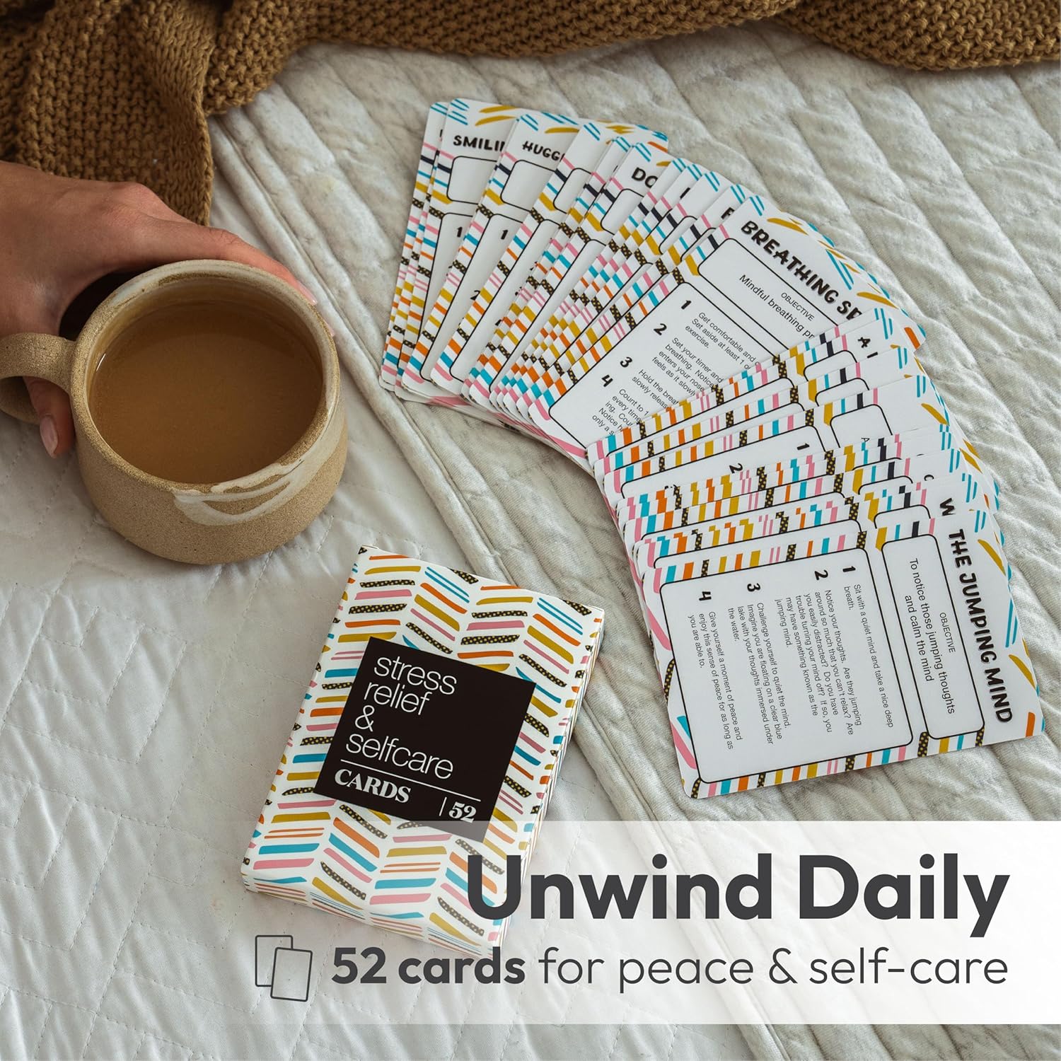 Allura & Arcia 52 Stress Less & Self Care Cards - Mindfulness & Meditation Exercises - Anxiety Relief & Relaxation - Image 2