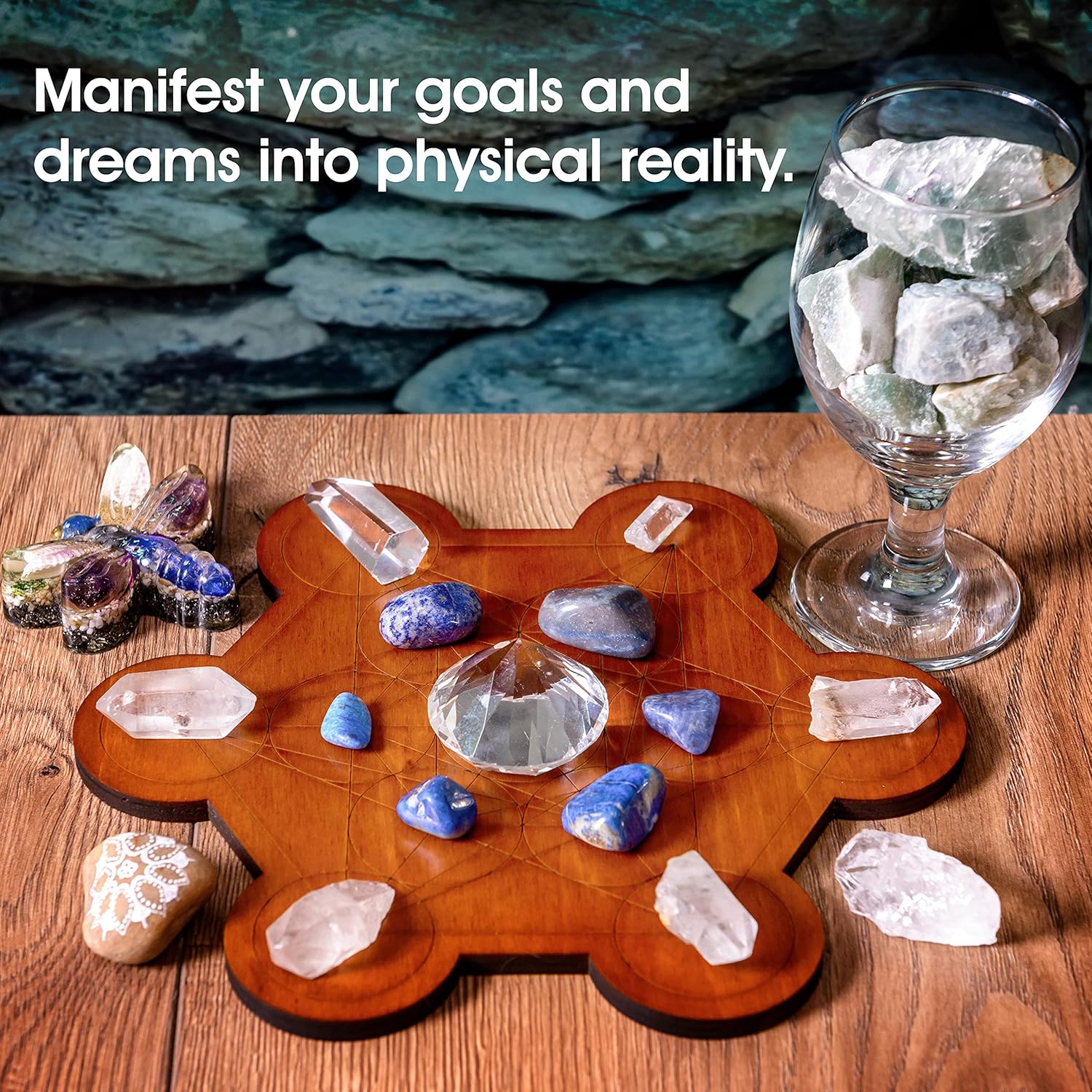 Crystal Grid Board for Stones - 10" Diameter Metatron's Cube Sacred Geometry Board - Amplify the Power of Your Crystals - Chakra Grid Plate, Altar Decor - Cubo de Metatron - Image 4