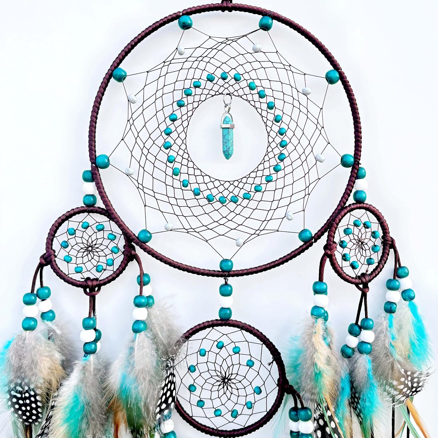 Large Dream Catchers,Boho Handmade Woven Turquoise Dream Catcher Wall Hanging Ornament for Bedroom Living Room Apartment Wedding Party Decor, Festival Blessing Gift (Turquoise) - Image 6