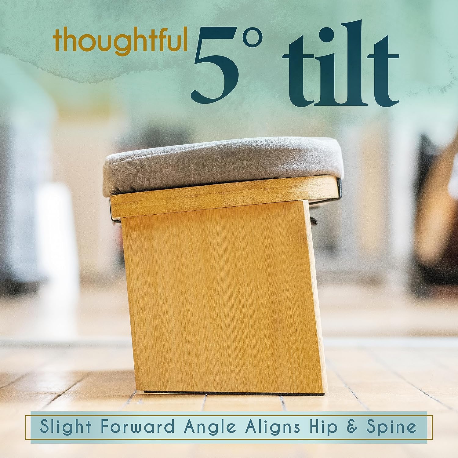 Florensi Meditation Bench - Bamboo, Foldable & Ergonomic Meditation Stool - Sturdy Prayer Bench with Meditation Cushion, Comfortable for Kneeling or Sitting - Perfect for Deeper & Longer Meditation - Image 4