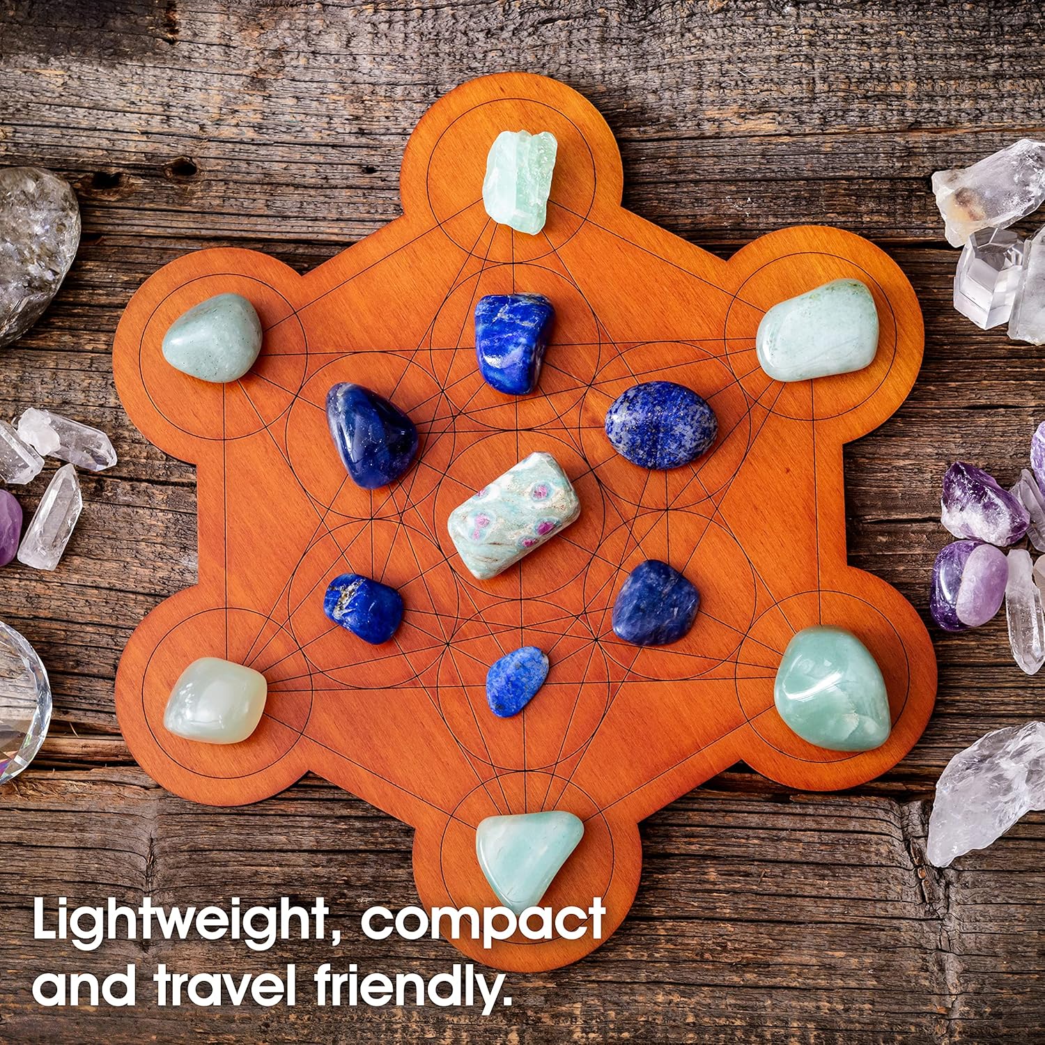 Crystal Grid Board for Stones - 10" Diameter Metatron's Cube Sacred Geometry Board - Amplify the Power of Your Crystals - Chakra Grid Plate, Altar Decor - Cubo de Metatron - Image 6