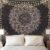 Black Mandala Tapestry Wall Hanging Psychedelic Wall Tapestry Aesthetic Indian Hippie Decor Bohemian Art Boho Home Decoration for Bedroom,Living Room,Dorm