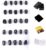 TGS Gems Black Obsidian Rune Stones Set Engraved Pagan Lettering with Instruction Booklet and Velvet Pouch