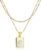 LETFLY Zodiac Natural Shell Layered Gold Necklace for Women, Gold Plated Square Shaped Pendant with Adjustable Layered Snake Chain Birthday Jewelry Gifts for Womens