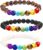 ONESING 2-12 Pcs Chakra Bracelets for Women Rock 7 Chakras Crystals and Healing Stones Bracelets 8mm Crystal Bracelets Yoga Beaded Bracelets for Women Men Essential Oil Diffuser