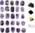TGS Gems Amethyst Rune Stones Set Engraved Pagan Lettering with Instruction Booklet and Velvet Pouch