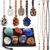 Evatage Crystals Necklace Holders and Healing Stones Set, 6Pcs Adjustable Crystal Cage with 7 Chakra Crystals and Healing Stones for Yoga, Meditation, Jewelry Gift and Home Decor