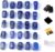 TGS Gems RN001 Lapis Lazuli Rune Stones Set Engraved Pagan Lettering with Instruction Booklet and Velvet Pouch