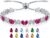Birthstone Link Bracelet for Women 925 Sterling Silver Pear Shaped Gemstone Jewelry White Gold Plated Adjustable Chain Gifts for Mom Wife