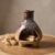 CEREMONY Palo Santo Holder -Mini Ceramic Incense Holder for Palo Santo Sticks – Palo Santo Holder for Gift-White Sage Holder for Meditation Decor (Brown-Fireplace)