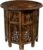 Solid Wood Accent End Table – Hand Carved Vintage Boho Folding Side Table – Small Spaces Entryway Farmhouse Living Room Bedside – No Tools Assembly -18×18 Round – Jaipur Antique Brown -Cotton Craft