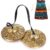 Boao Tibetan Bells Tingsha Cymbals Meditation Chime Bells with Tibetan Drawstring Cloth Bag, 6.3 cm Yoga Finger Meditation Chime for Percussion Instrument(8 Lucky Symbols Embossed)