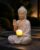 Nacome Solar Buddha Garden Statue Decor: Sitting Resin Figurine with Lotus Flower Light Zen Sculpture for Patio Lawn Yard Porch Balcony Meditation Space – 10.6 inches(White)